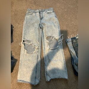 Flying Monkey Ripped Boyfriend Jeans in Light Blue